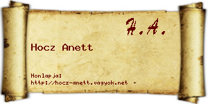 Hocz Anett névjegykártya
